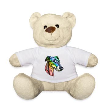 Greyhound Dog Head Colorful - Teddy Bear - white - Front