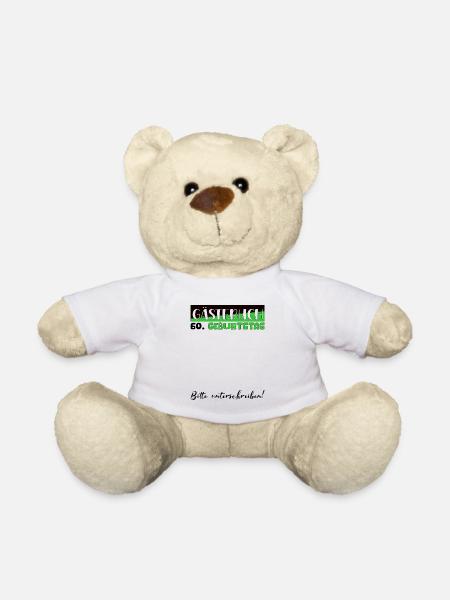 60 Geburtstag Geschenk Damen Deko Herren Gästebuch - Teddy - Weiß