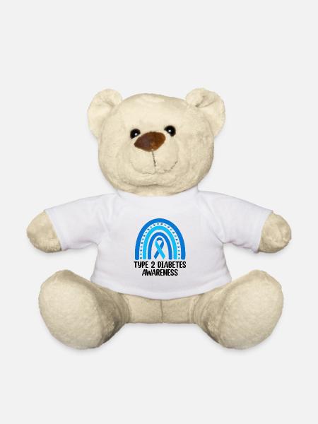 Diabetes-Bewusstsein Blaues Band Regenbogen T1D - Teddy - Weiß