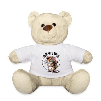 Nix wie weg lustige Maus mit Rucksack geht wandern - Teddy - Weiß - Vorne