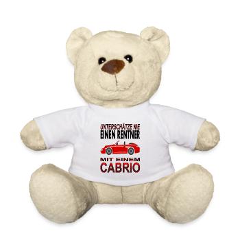 Rentner mit Cabrio Cabriolet-Fahrer Geschenkidee - Teddy - Weiß - Vorne