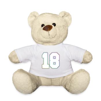 Nummer 18 18. Geburtstag Regenbogen - Teddy - Weiß - Vorne