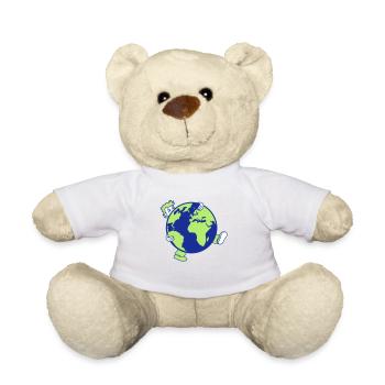 erde planet welt kugel rund gross riesig tragen sc - Teddy - Weiß - Vorne