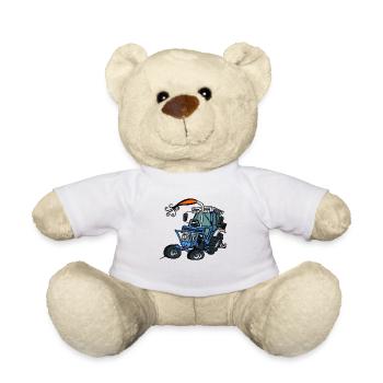 0764 tracteur bleu - Nounours - blanc - Devant