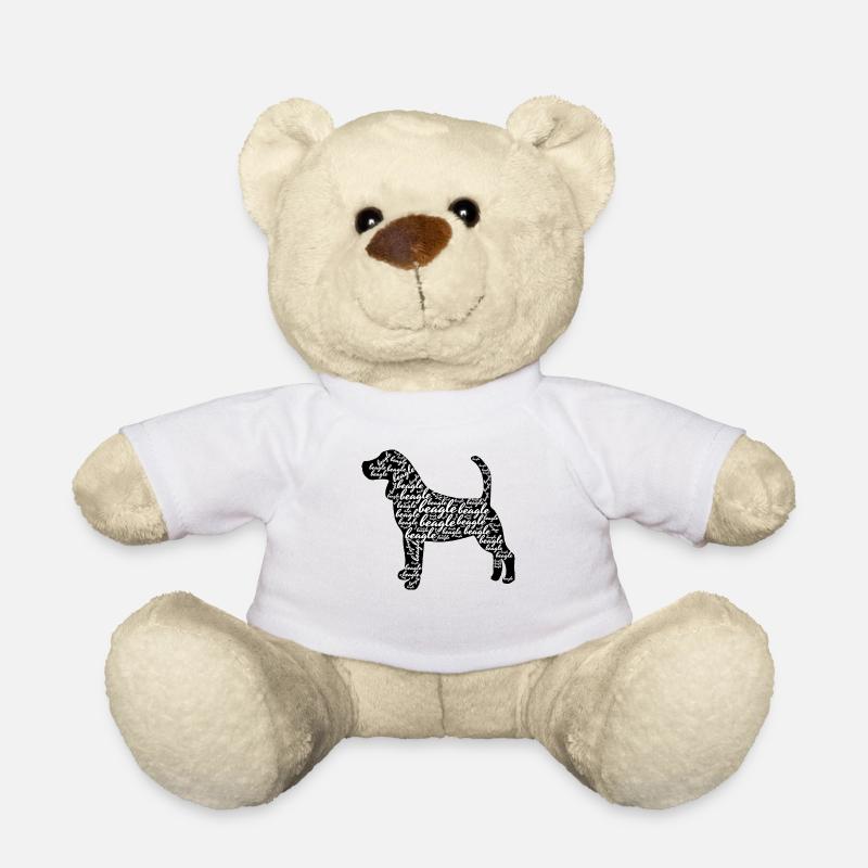 Beagle Silhouette Chien de Race Nuage de mots - Nounours - blanc