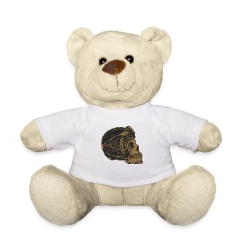 skull skull helmet biker wing wheel - Teddy Bear - white - Front