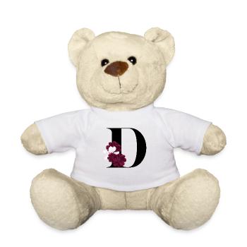 lettre D fleuris - Nounours - blanc - Devant
