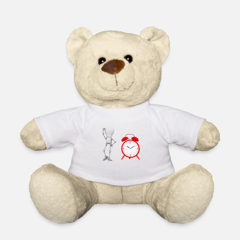 Glühbirnen Figur mit Wecker - Teddy - Weiß
