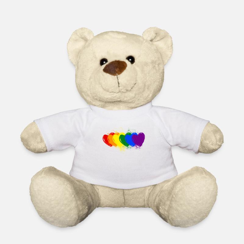 bunte Herzen - Teddy - Weiß