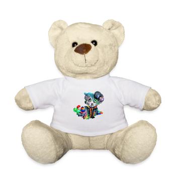 Farbenfrohe Katze - Teddy - Weiß - Vorne