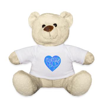 Hände Herz Strichzeichnung blau - Teddy - Weiß - Vorne