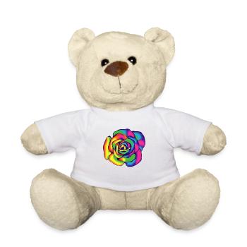 Rose Flower Colorful Rainbow Illustration - Teddy Bear - white - Front