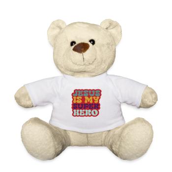 Jésus est mon super-héros - Nounours - blanc - Devant