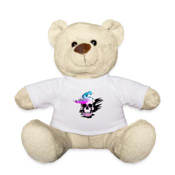 Fire Skull Smoke Pink Skeleton Flames 1 - Teddy Bear - white - Front