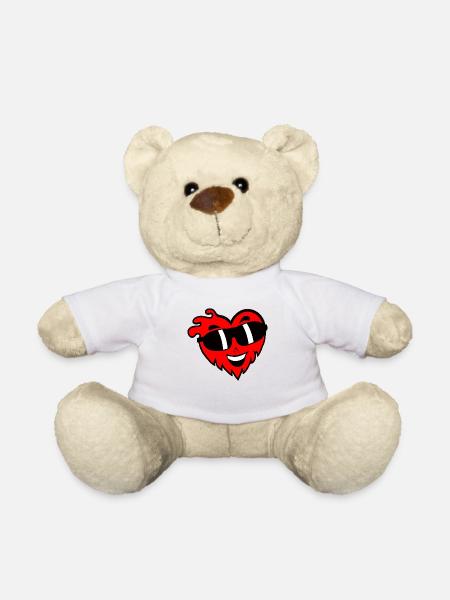 Cool heart with sunglasses Valentine's Day - Teddy Bear - white