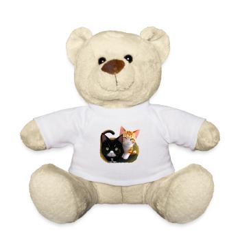 Deux chats mignons - Nounours - blanc - Devant