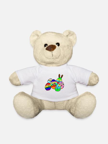 farbenfrohes Osterdesign - Teddy - Weiß