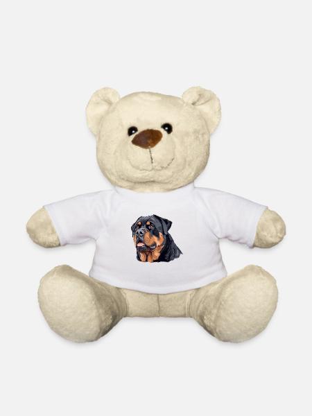 Tête de chien, Rottweiler, Illustration - Nounours - blanc