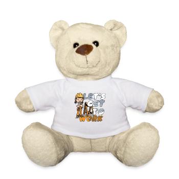 Bagger Baustelle Bauarbeiterin Mädchen I Geschenk - Teddy - Weiß - Vorne