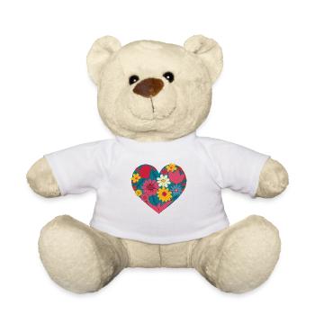 Liebe - Blumen - Herz - Teddy - Weiß - Vorne
