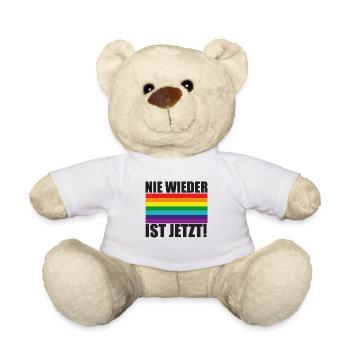 Nie Wieder Ist Jetzt Spruch Schriftzug - Teddy - Weiß - Vorne