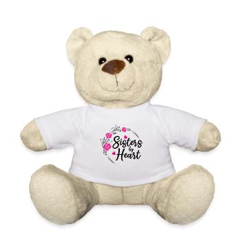 Sœurs de cœur. Design floral - Nounours - blanc - Devant