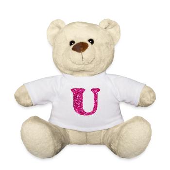 Glitzer rosa u Buchstabe - Teddy - Weiß - Vorne