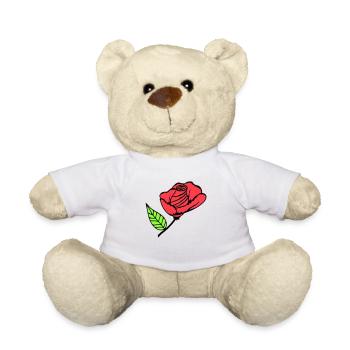 Pretty Beautiful Rose Blossom Leaf Roses Romantic - Teddy Bear - white - Front
