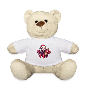 Dragon Santa Claus Cartoon - Teddy Bear - white - Front