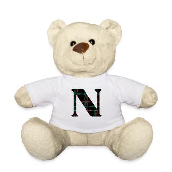 Monogramme n tartan écossais - Nounours - blanc - Devant