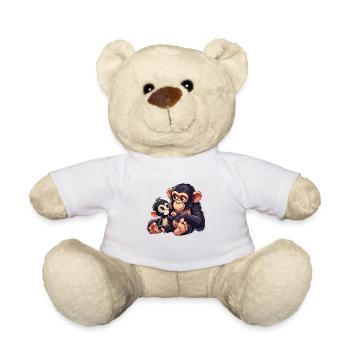 Schimpansenmutter mit Kind - Teddy - Weiß - Vorne
