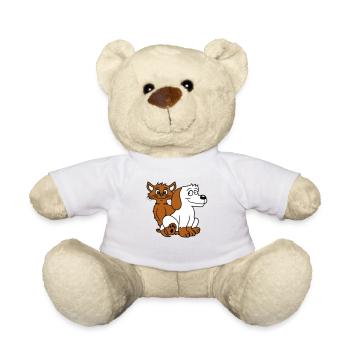 Chien Chat Deux Amis Équipe Chaton 2 Duo Équipage - Nounours - blanc - Devant