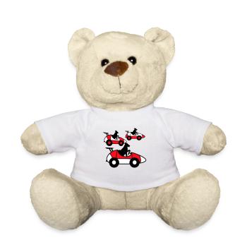 3 Dogs Driving Race Autosport Racing Cars Team - Teddy Bear - white - Front
