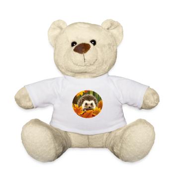 Hedgehog between leaves - Teddy Bear - white - Front