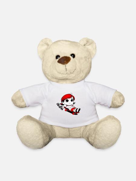 Kathi relaxes on a skateboard. - Teddy Bear - white