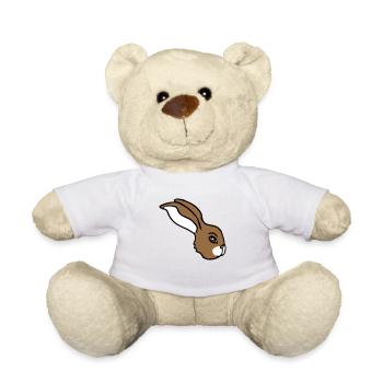 Bunny face peeking sideways profile side view - Teddy Bear - white - Front