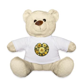 Dahlia rétro coeur floral amour - Nounours - blanc - Devant