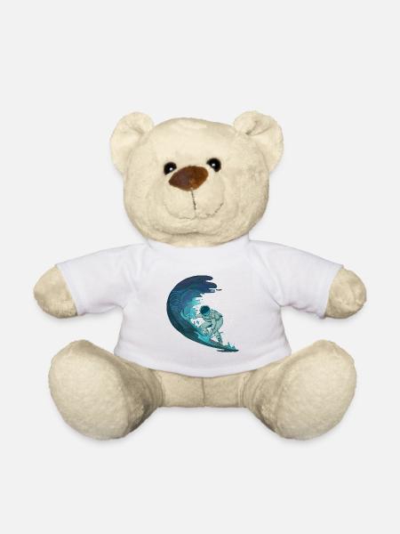 ASTRONAUT WELTALL SURFER SURF SURFING SURFEN MOTIV - Teddy - Weiß
