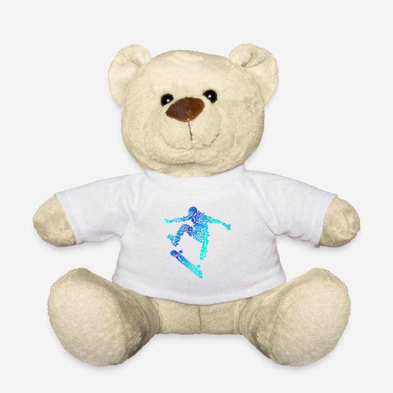 Board Longboard Skater - Teddy Bear - white