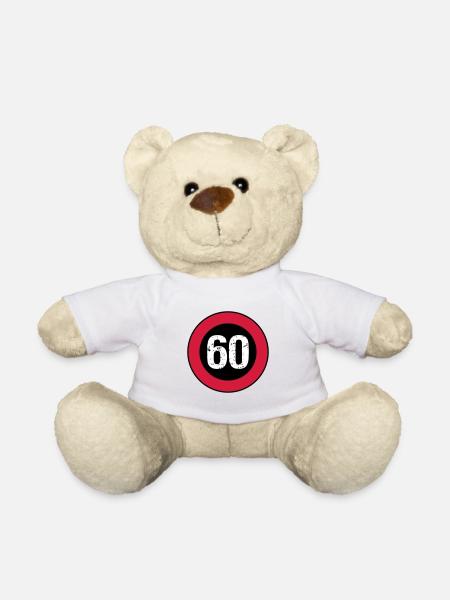Schild 60 Vintage Geburtstag - Teddy - Weiß