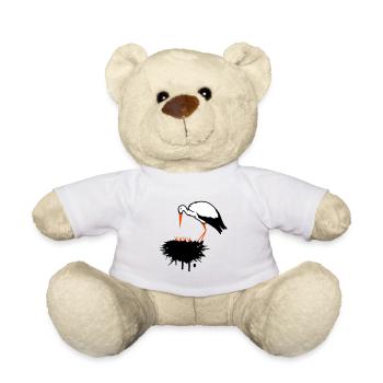 Storch und sein Nest mit Nachwuchs Graffiti - Teddy - Weiß - Vorne