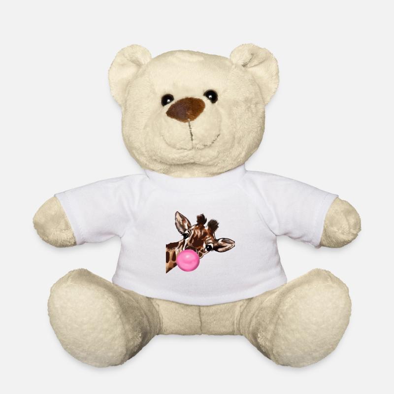 Giraffe mit Bubble gum - Teddy - Weiß