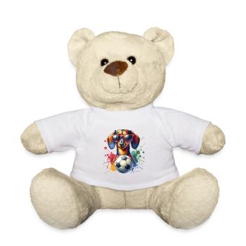 Dachshund Soccer Player Fan Design - Teddy Bear - white - Front