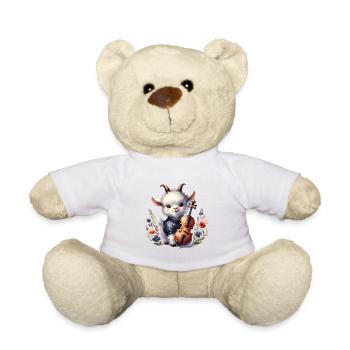 Cute goat playing cello on farm - Teddy Bear - white - Front
