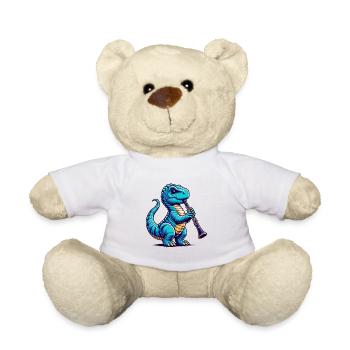 Dino Flutist Orchestra Funny Design - Teddy Bear - white - Front