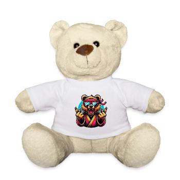 Cool Karate Bear With Sunglasses And Headband - Teddy Bear - white - Front