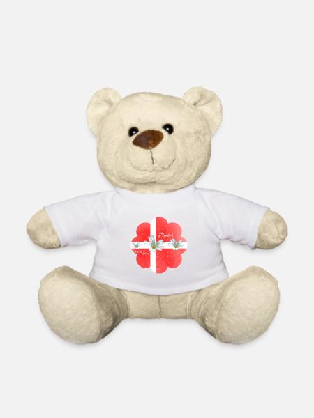 Dänemark Fahne mit Blumen Denmark - Teddy - Weiß