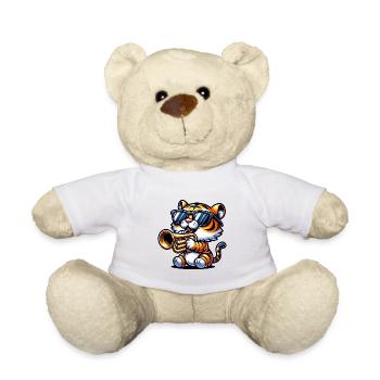 Tigre cool avec trompette et lunettes de soleil - Nounours - blanc - Devant