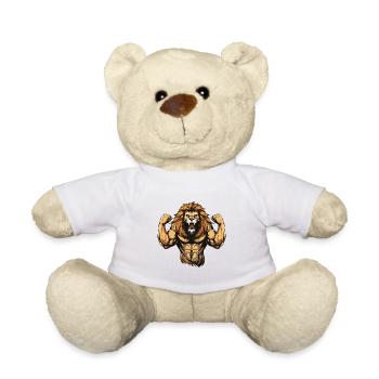 Löwe Muskeln Bodybuilding Fitness - Teddy - Weiß - Vorne