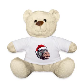 Nilpferd Weihnachten Tier Porträt Xmas - Teddy - Weiß - Vorne